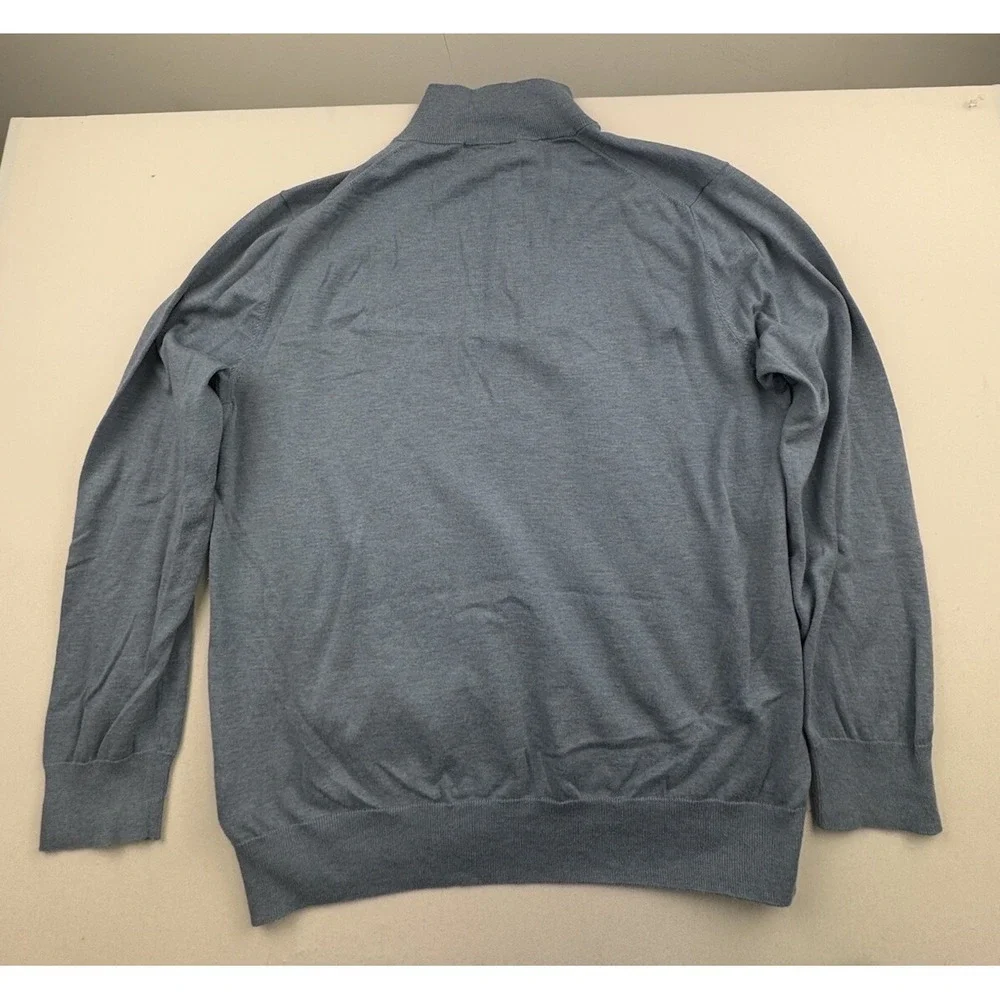 Brooks Brothers Sweater Mens Extra Large Blue Pullover Quarter Zip Supima Cotton